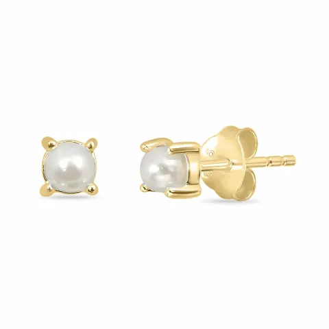 4 mm perle ørestikker i forgylt sølv