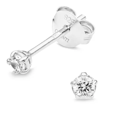 3 mm zirkon solitaireørepynt i sølv