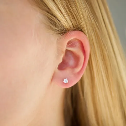 4 mm zirkon solitaireørepynt i sølv