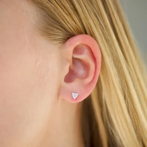 hjerte zirkon solitaireørepynt i sølv