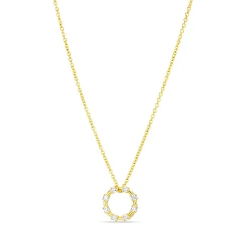 zirkon halskjede med anheng i forgylt sølv