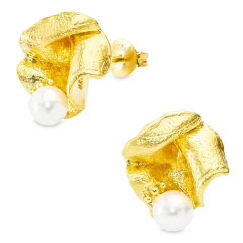 perle øredobber i forgylt sølv