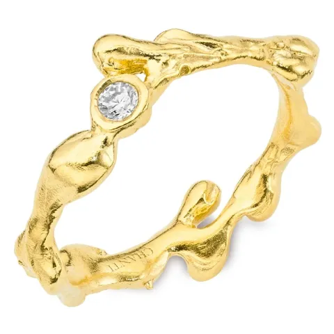 zirkon ring i forgylt sølv