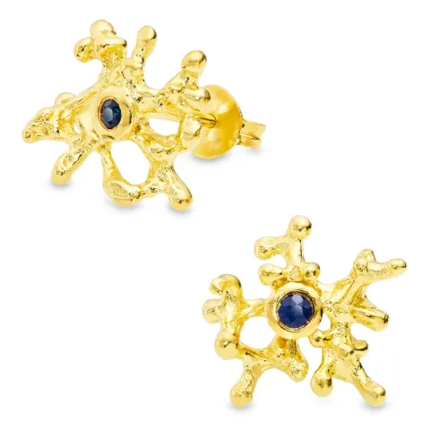 blå spinell øredobber i forgylt sølv