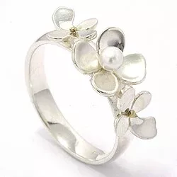 blomst perle ring i sølv