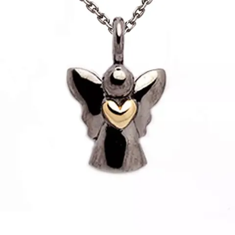 engel halskjede i sølv med anheng i rodinert sølv