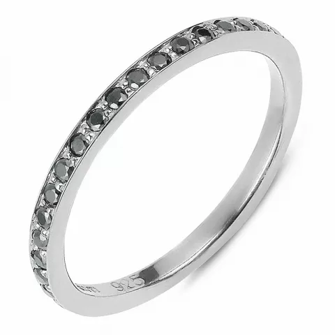Tre-i-en ring i sølv med oksidert sterlingsølv med forgylt sølv