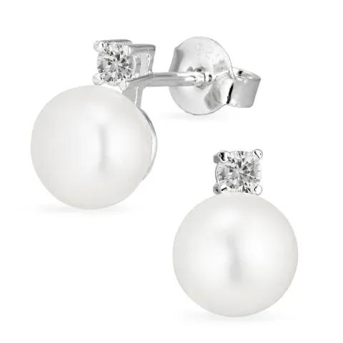 perle øredobber i sølv