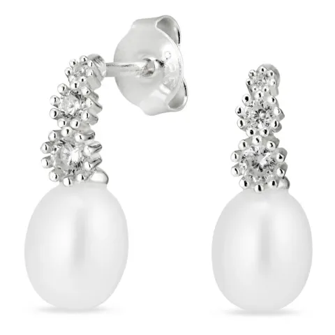 perle øredobber i sølv