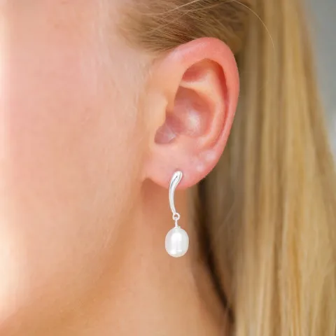7,5-8 mm perle øredobber i sølv