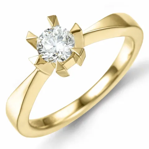 diamant solitairering i 14 karat gull 0,40 ct