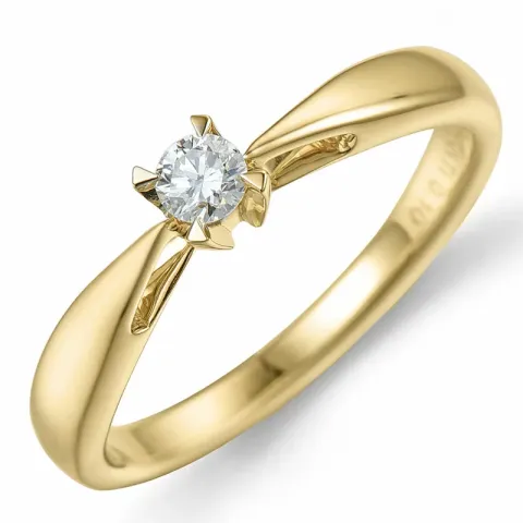 0,10 ct solitairering i 14 karat gull