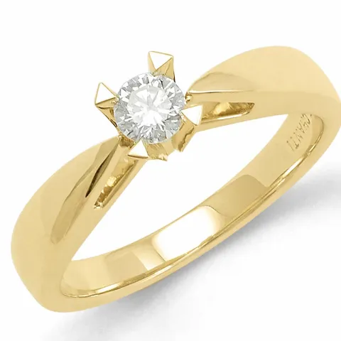 diamant solitairering i 14 karat gull 0,20 ct