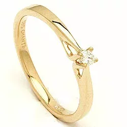 Enkel diamant gull ring i 14 karat gull 0,05 ct