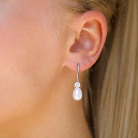 7,5-8 mm perle øredobber i sølv