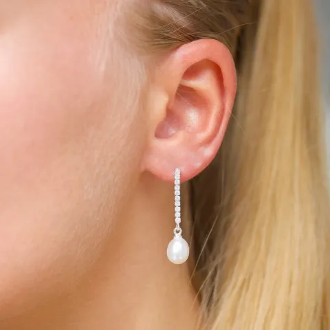 7,5-8 mm perle øredobber i sølv