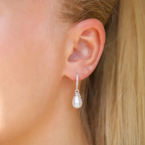 7,5-8 mm perle øredobber i sølv
