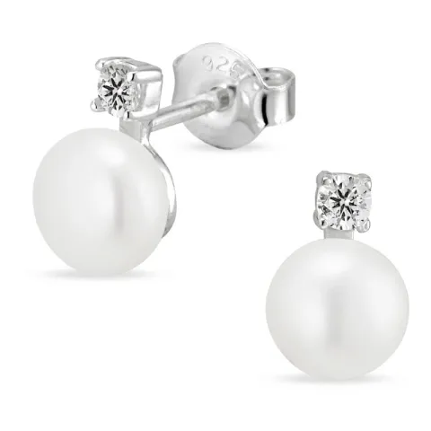 perle øredobber i sølv