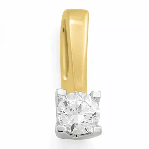 diamant solitaireanheng i 14 karat gull og hvitt gull 0,20 ct