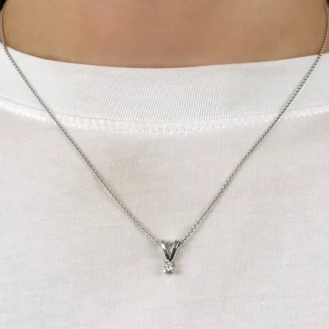 diamant solitaireanheng i 14 karat hvitt gull 0,10 ct