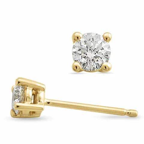 2 x 0,20 ct solitaireørepynt i 14 karat gull med diamant
