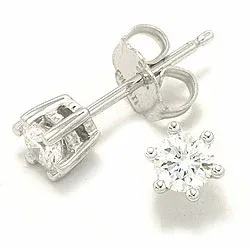 2 x 0,20 ct solitaireørepynt i 14 karat hvitt gull med diamant