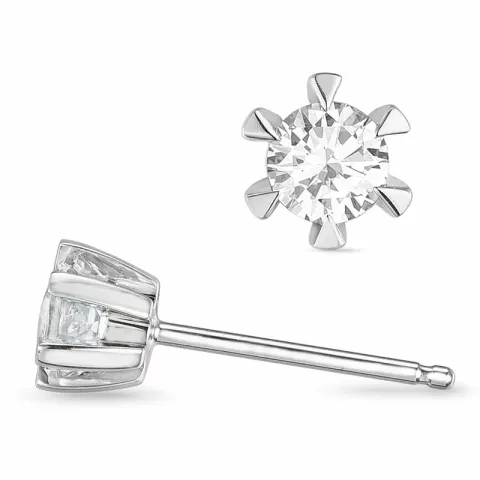 2 x 0,50 ct solitaireørepynt i 14 karat hvitt gull med diamant