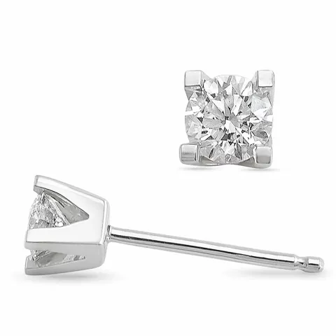 2 x 0,30 ct solitaireørepynt i 14 karat hvitt gull med diamant