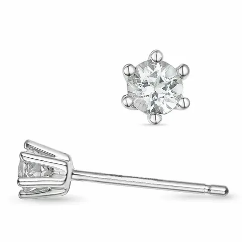 2 x 0,10 ct solitaireørepynt i 14 karat hvitt gull med diamant 
