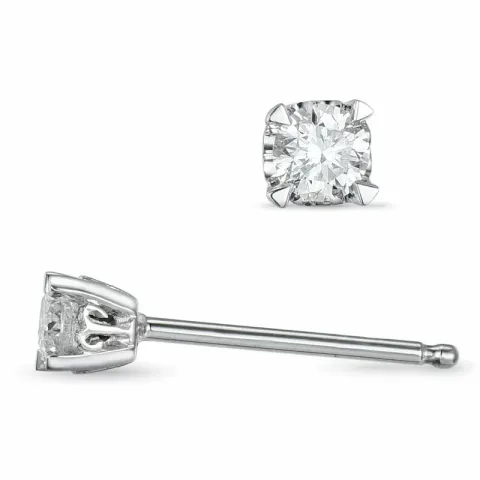 2 x 0,10 ct kampanje - diamant ørestikker i 14 karat hvitt gull med diamant 