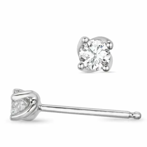 2 x 0,10 ct solitaireørepynt i 14 karat hvitt gull med diamant