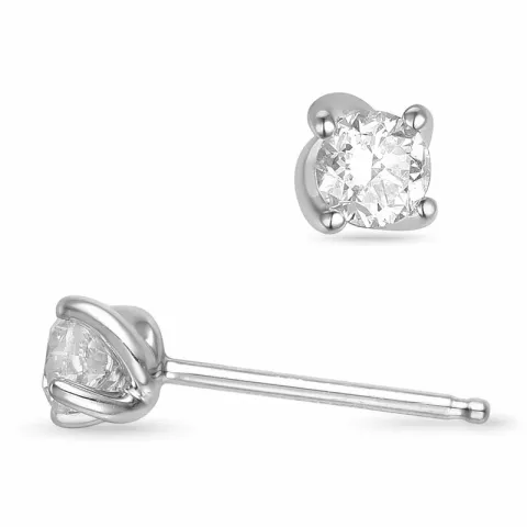 2 x 0,20 ct solitaireørepynt i 14 karat hvitt gull med diamant