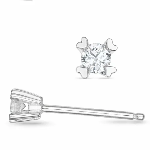 2 x 0,05 ct kampanje - diamant ørestikker i 14 karat hvitt gull med diamant 
