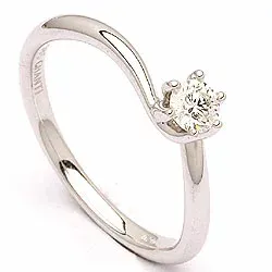 Enkel diamant hvittgullsring i 14 karat hvitt gull 0,20 ct