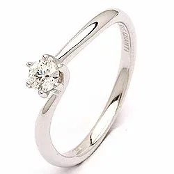 Enkel diamant hvittgullsring i 14 karat hvitt gull 0,20 ct