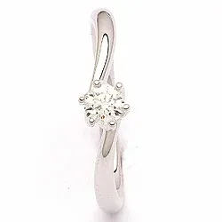 Enkel diamant hvittgullsring i 14 karat hvitt gull 0,20 ct