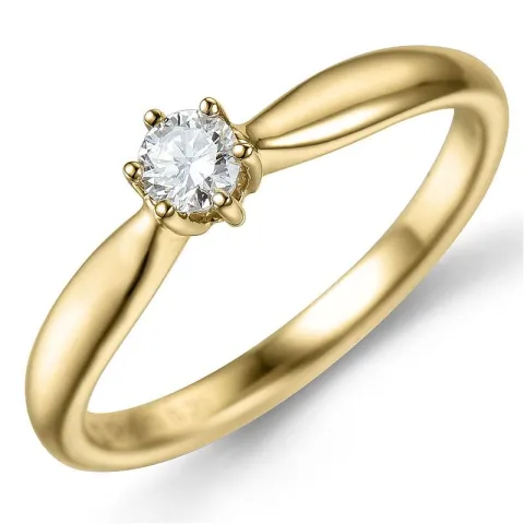 0,10 ct solitaire ring i 14 karat gull