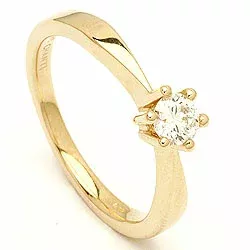 diamant gull ring i 14 karat gull 0,30 ct