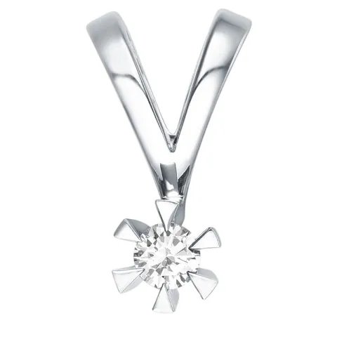 diamant solitaireanheng i 14 karat hvitt gull 0,10 ct