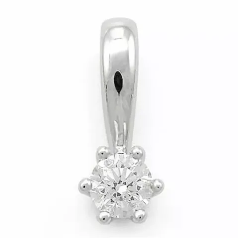 diamant solitaireanheng i 14 karat hvitt gull 0,10 ct