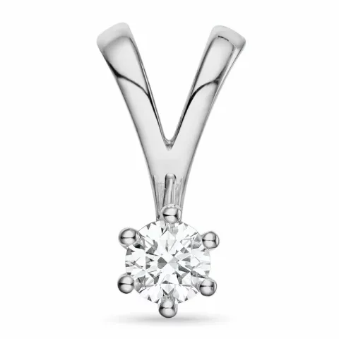 diamant solitaireanheng i 14 karat hvitt gull 0,30 ct