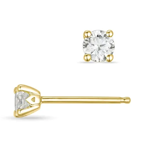 2 x 0,20 ct solitaireørepynt i 14 karat gull med diamant