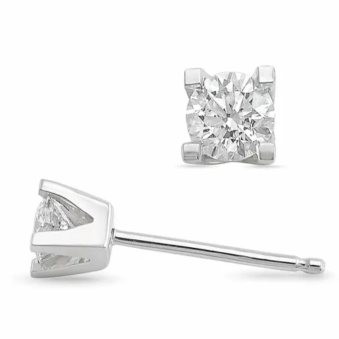 2 x 0,20 ct kampanje - diamant ørestikker i 14 karat hvitt gull med diamant