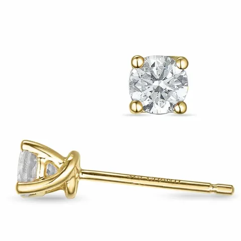 2 x 0,20 ct solitaireørepynt i 14 karat gull med diamant