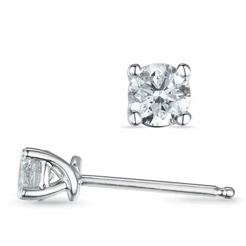 2 x 0,20 ct solitaireørepynt i 14 karat hvitt gull med diamant