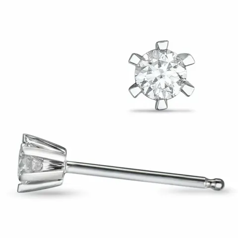 2 x 0,10 ct kampanje - diamant ørestikker i 14 karat hvitt gull med diamant 