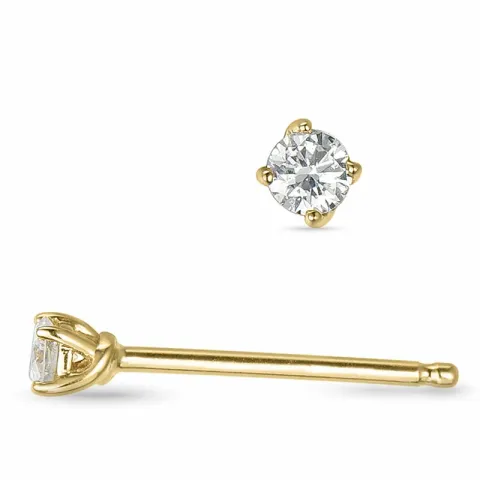 2 x 0,10 ct solitaireørepynt i 14 karat gull med diamant