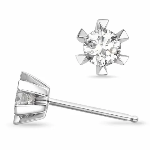 2 x 0,30 ct lab grown diamant solitaireørepynt i 14 karat hvitt gull med lab grown diamant 