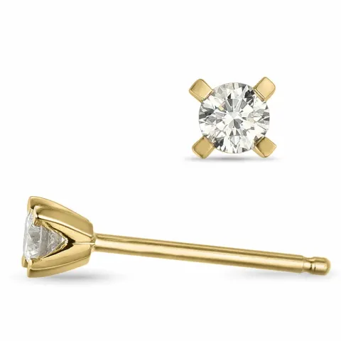 2 x 0,10 ct kampanje - diamant ørestikker i 14 karat gull med diamant
