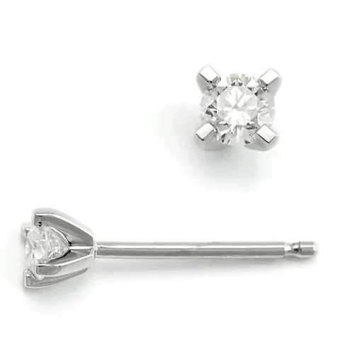 2 x 0,10 ct kampanje - diamant ørestikker i 14 karat hvitt gull med diamant 